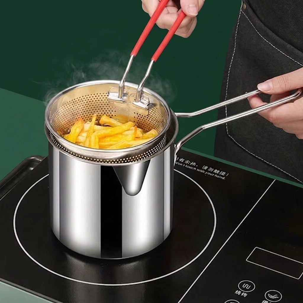 Deep Fryer Pot with Mesh Basket