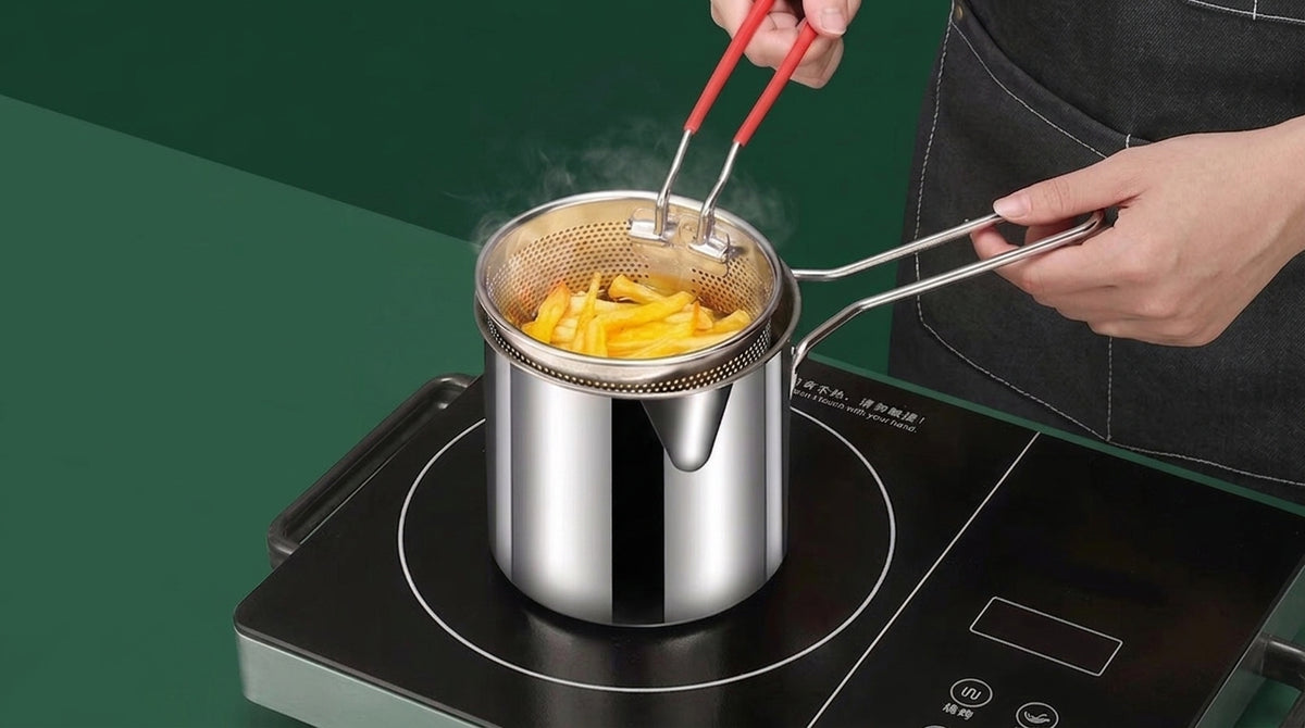 Deep Fryer Pot with Mesh Basket