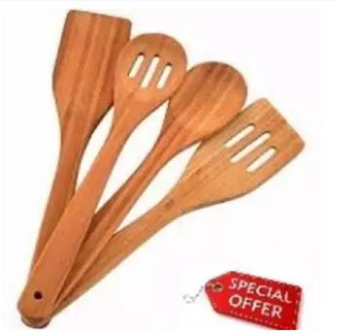 4-Piece Wooden Cooking Spoon Set