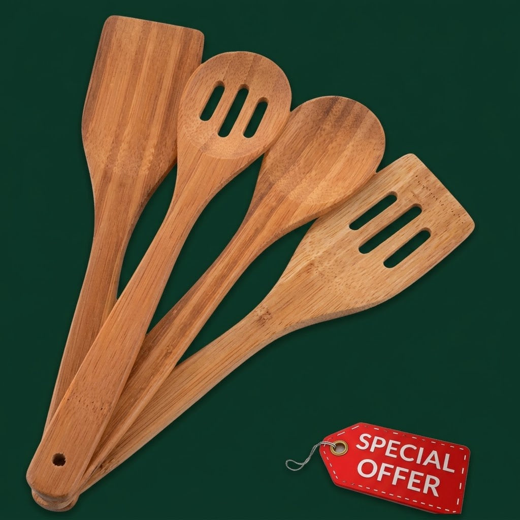 4-Piece Wooden Cooking Spoon Set