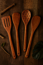 4-Piece Wooden Cooking Spoon Set