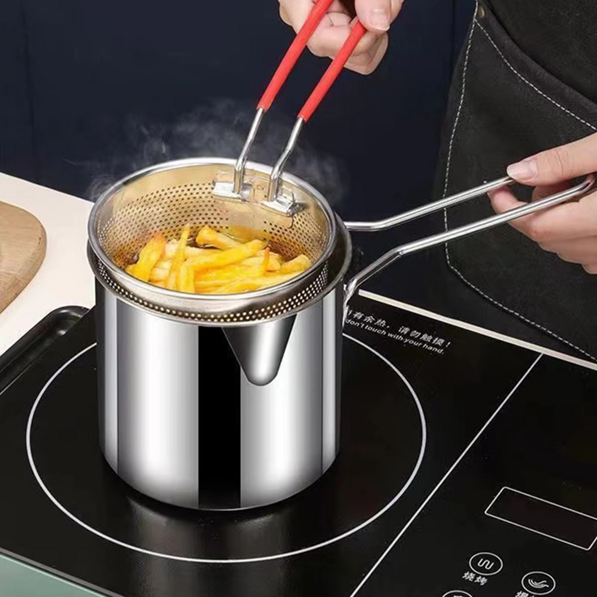 Deep Fryer Pot with Mesh Basket