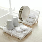 Compact Foldable Dish Drying Rack for Kitchen Sink with Plate Slots, Slatted Base, and Space-Saving Foldable Design | Zerochef
