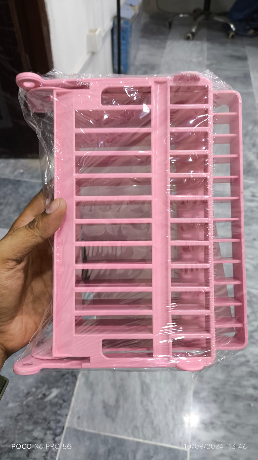 Compact Foldable Dish Drying Rack for Kitchen Sink with Plate Slots, Slatted Base, and Space-Saving Foldable Design | Zerochef