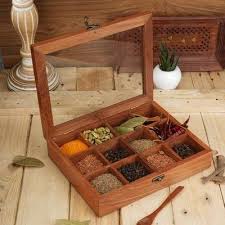 12-Slot Wooden Spice Storage Box