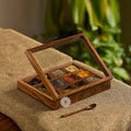12-Slot Wooden Spice Storage Box