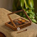 12-Slot Wooden Spice Storage Box