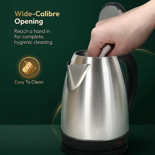 Premium Stainless Steel Electric Kettle 2L 1500W with 360 Degree Rotating Base for Kitchen Use | Zerochef